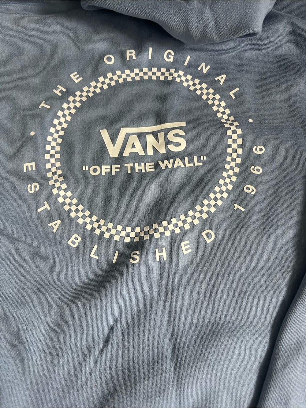 Vans Women’s Dusty Slate Blue Off The Wall Pullover Graphic Hoodie Sweatshirt S - Picture 2 of 8